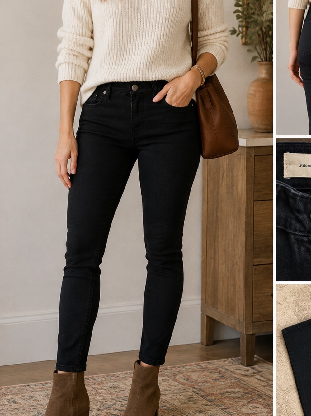 Pilcro and the Letterpress Black Skinny Jeans Size 30 High Rise Ankle